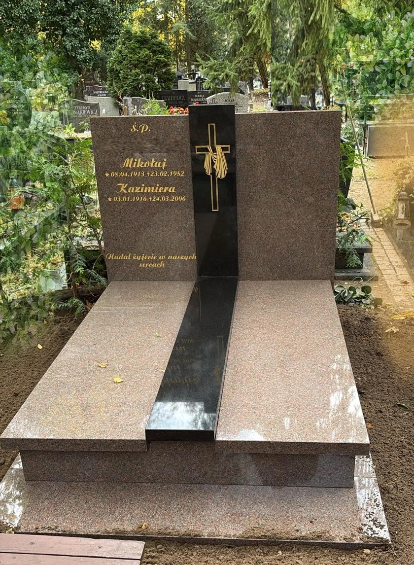 Nagrobek podwójny z czarnym pasem